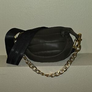 THINK ROYLN Green and Gold Crossbody Bag with Quilted Texture